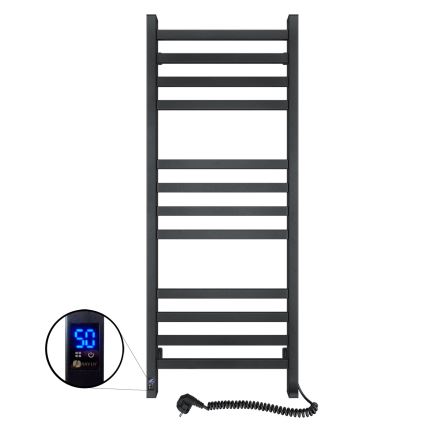 Badkamerhanddoekradiator met thermostaat AVANGARD 227 W 120 x 48 cm zwart rechts