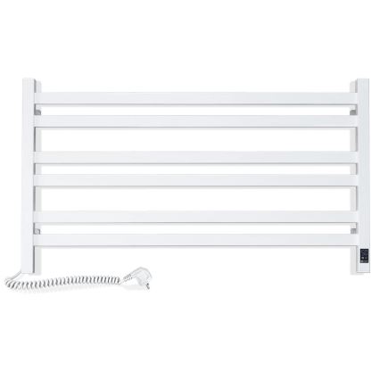 AVANGARD handdoekradiator voor badkamer met thermostaat, 316 W / 230 V, 50,6 cm, IP44, wit, links, vierkant