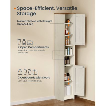 Badkamerkast LEXI 30x170 cm wit/bruin