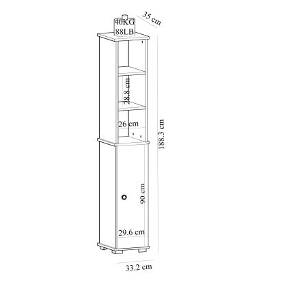 Badkamerkast NILES 188,3x35 cm wit