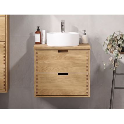 Badkamerkast onder wastafel GRIBSKOV 60 cm beige/eiken