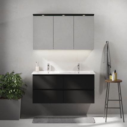 Badkamermeubel met wastafel HELSINKI 120 cm, zwart
