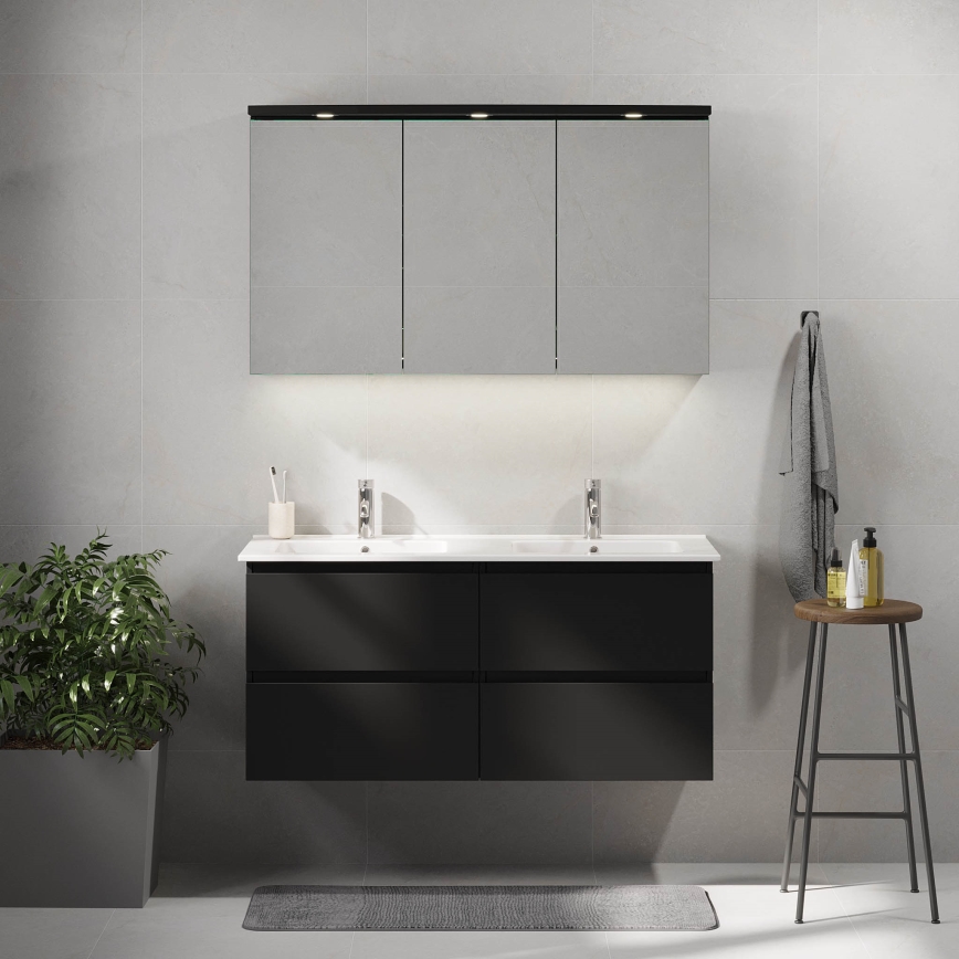 Badkamermeubel met wastafel HELSINKI 120 cm, zwart