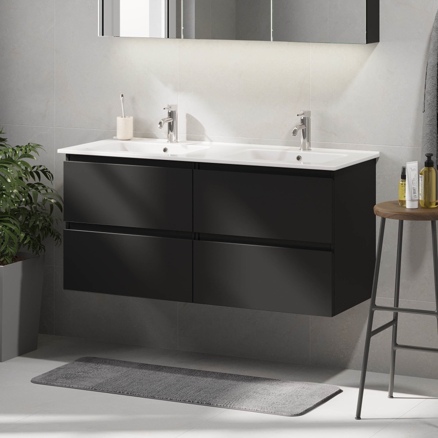 Badkamermeubel met wastafel HELSINKI 120 cm, zwart
