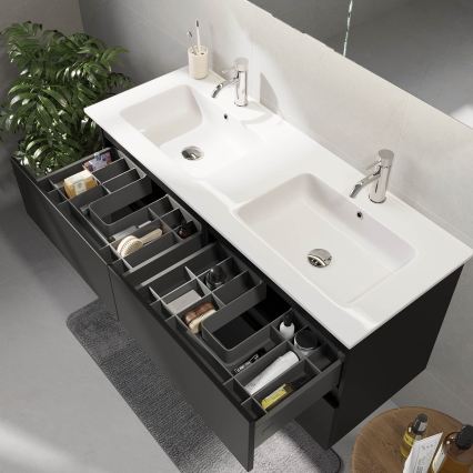 Badkamermeubel met wastafel HELSINKI 120 cm, zwart