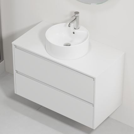 Badkamermeubel met wastafel TRONDHEIM/VIKEDAL 90 x 57 x 46 cm, wit