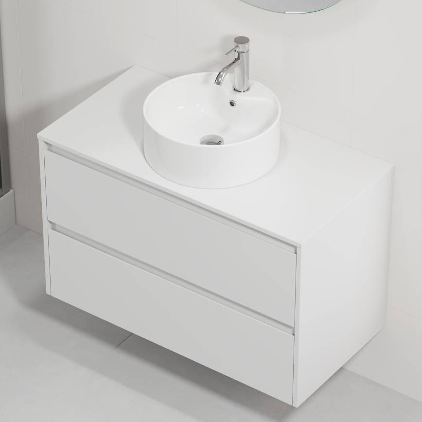 Badkamermeubel met wastafel TRONDHEIM/VIKEDAL 90 x 57 x 46 cm, wit