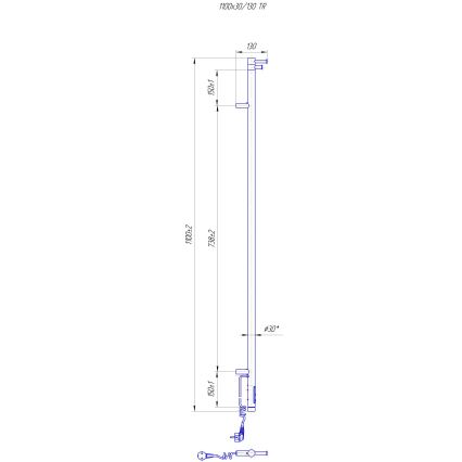 Badkamerradiator RAY 25W/230V 110x30 cm IP44 RVS/zwart