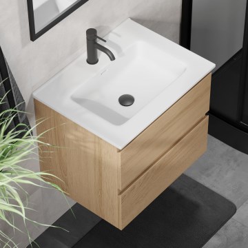 Badmeubel met wastafel CONOR 61 cm eiken/wit