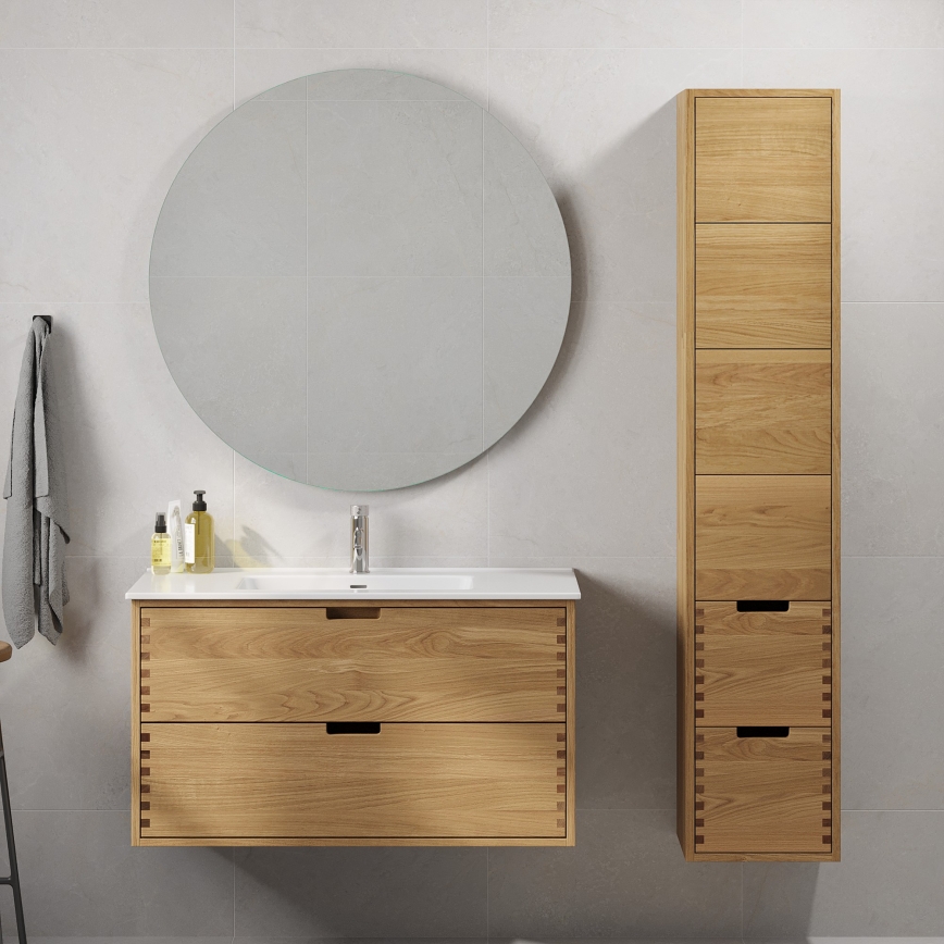 Badmeubel met wastafel GRIBSKOV 100 cm beige/eik/wit