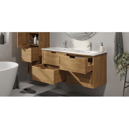 Badmeubel met wastafel GRIBSKOV 120 cm beige/eik/wit