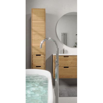 Badmeubel met wastafel GRIBSKOV 120 cm beige/eik/wit