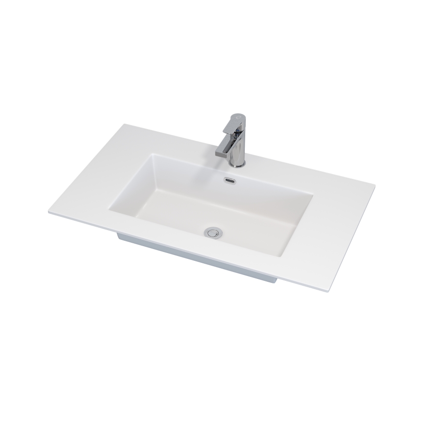 Badmeubel met wastafel GRIBSKOV 80 cm bruin/eiken/wit