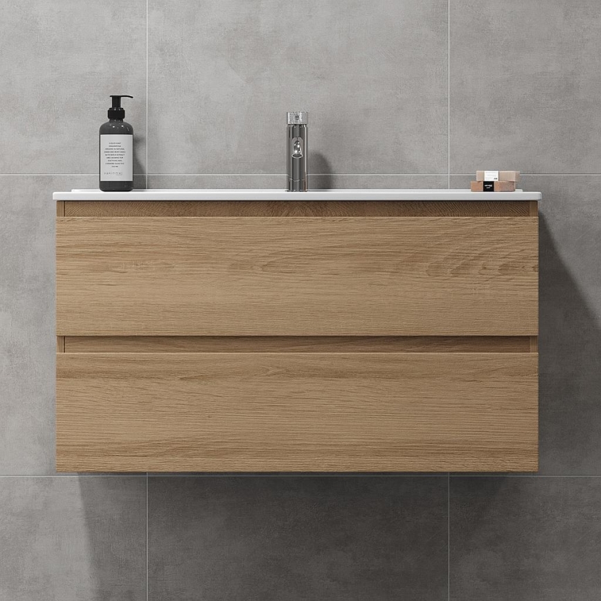 Badmeubel met wastafel HENRY 91 cm eiken