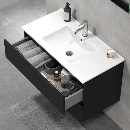 Badmeubel met wastafel HENRY 91 cm, zwart