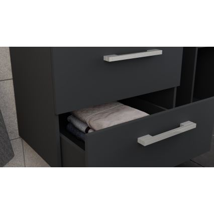 Badmeubel KATE met wastafel + spiegelkast + wandkast antraciet