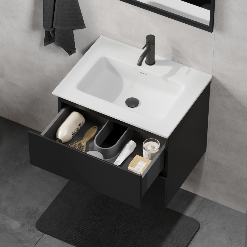 Badmeubel met wastafel KENWOOD 61x52x47 cm zwart/wit