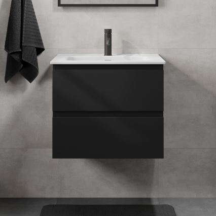 Badmeubel met wastafel KENWOOD 61x52x47 cm zwart/wit