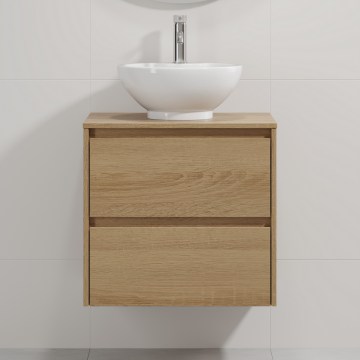 Badmeubel met wastafel TRONDHEIM/DRAMMEN 60x57x46 cm eik/wit