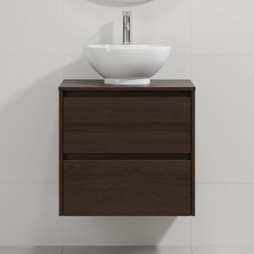 Badmeubel met wastafel TRONDHEIM/DRAMMEN 60x57x46 cm walnoot/wit