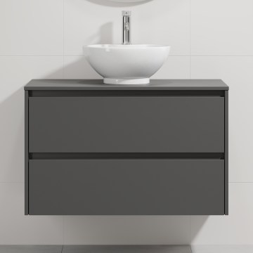 Badmeubel met wastafel TRONDHEIM/DRAMMEN 90x57x46 cm antraciet/wit