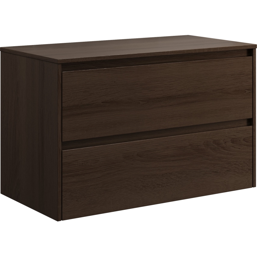 Badmeubel met wastafel TRONDHEIM/DRAMMEN 90x57x46 cm walnoot/wit