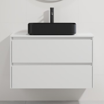 Badmeubel met wastafel TRONDHEIM/LJORDAL 90x57x46 cm wit/zwart