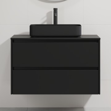 Badmeubel met wastafel TRONDHEIM/LJORDAL 90x57x46 cm zwart