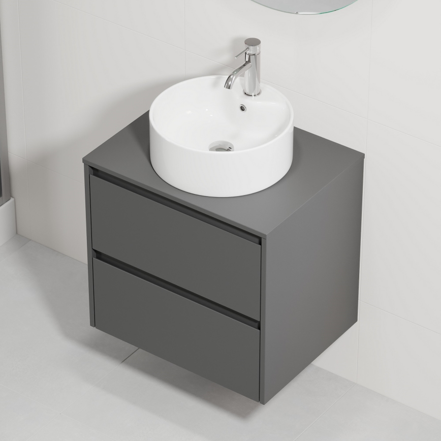 Badmeubel met wastafel TRONDHEIM/VIKEDAL 60x57x46 cm antraciet/wit