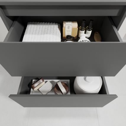 Badmeubel met wastafel TRONDHEIM/VIKEDAL 60x57x46 cm antraciet/wit