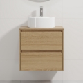 Badmeubel met wastafel TRONDHEIM/VIKEDAL 60x57x46 cm eiken/wit
