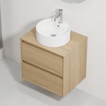 Badmeubel met wastafel TRONDHEIM/VIKEDAL 60x57x46 cm eiken/wit