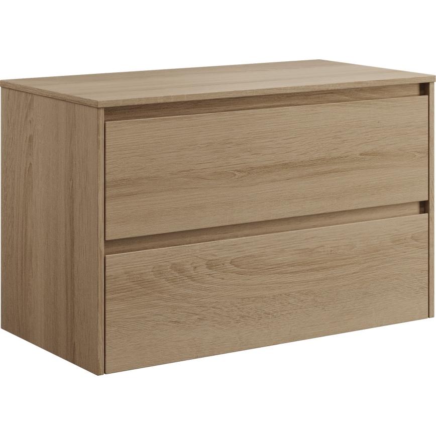 Badmeubel met wastafel TRONDHEIM/VIKEDAL 90x57x46 cm eiken/wit