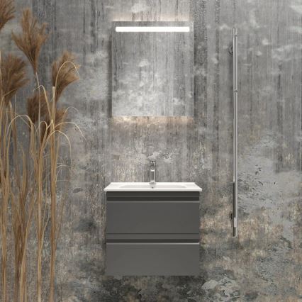 Badmeubel met wastafel VIGO + LED-wandspiegel met achtergrondverlichting LED/10W/230V IP44 grijs