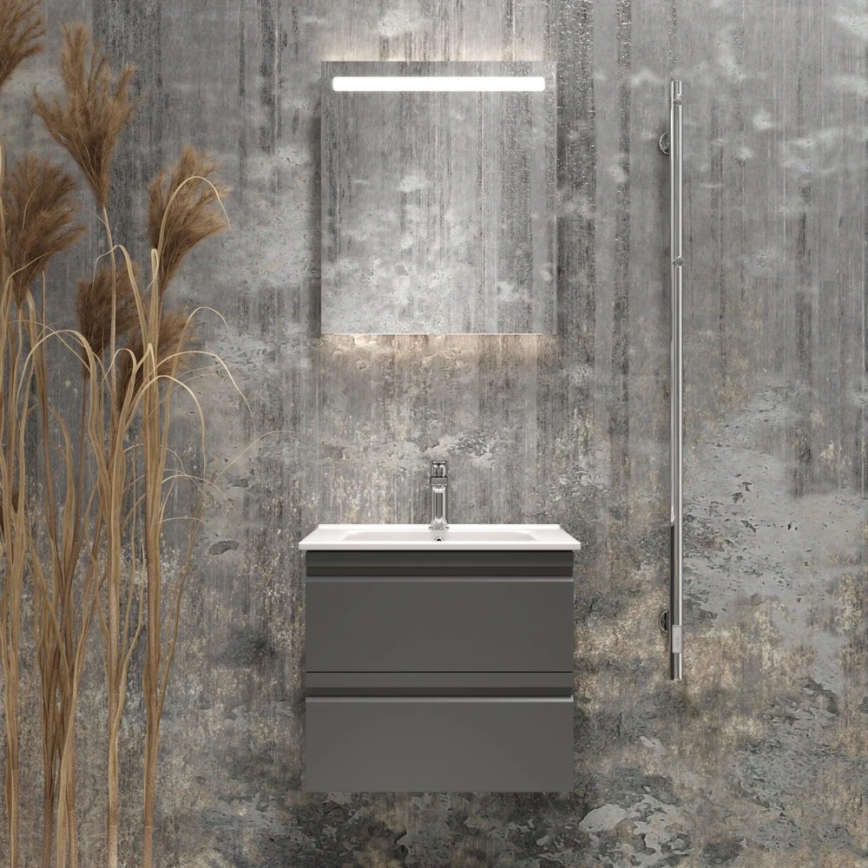 Badmeubel met wastafel VIGO + LED-wandspiegel met achtergrondverlichting LED/10W/230V IP44 grijs