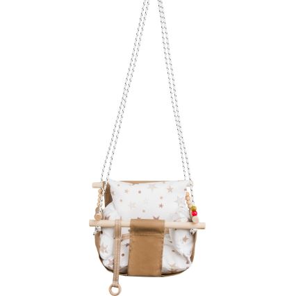 Balançoire textile pour enfants SELALE blanc/marron