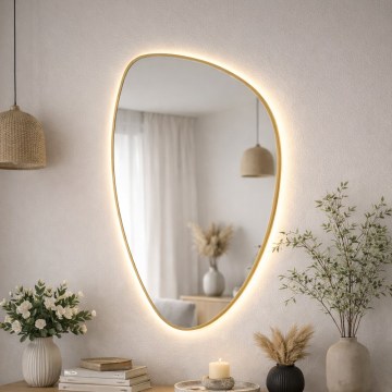 Baltica Design - LED badkamerspiegel met achtergrondverlichting STONE FLUID LED/15W/230V 2700K 92x55 cm IP65 goudkleurig