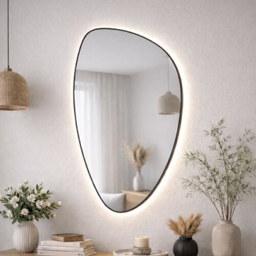 Baltica Design - LED-badkamerspiegel met geïntegreerde verlichting STONE FLUID LED/15W/230V 4500K 92x55 cm IP65 zwart