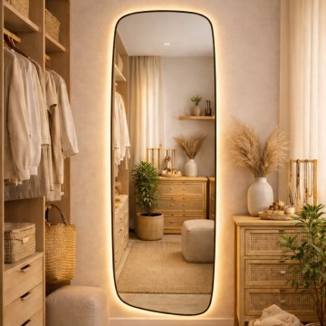 Baltica Design - LED Miroir mural de salle de bains rétroéclairé STONE CALM LED/15W/230V 2700K 155x50 cm IP65 noir