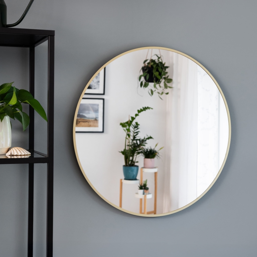 Baltica Design - LED badkamerspiegel voor wandmontage met geïntegreerde BRIGHT-LED-achterverlichting, 15W, 230V, 4500K, Ø 100 cm, IP65, goudkleurig