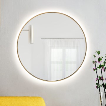 Baltica Design - LED-wandspiegel voor de badkamer met LED-achtergrondverlichting BRIGHT/15 W/230 V/4500 K/Ø 80 cm/IP65 goud