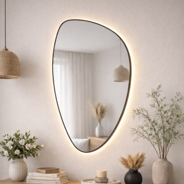 Baltica Design - Miroir mural de salle de bains rétroéclairé STONE FLUID LED/15W/230V 2700K 92x55 cm IP65 noir