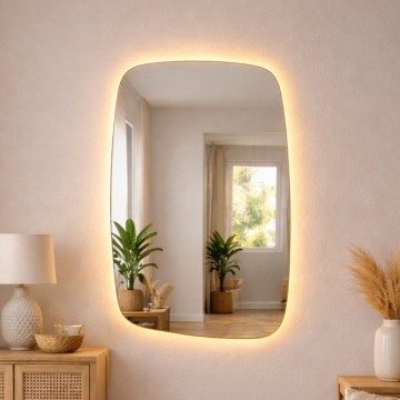 Baltica Design - Wandspiegel voor de badkamer met achtergrondverlichting STONE CALM LED/15W/230V 2700K 90x60 cm IP65