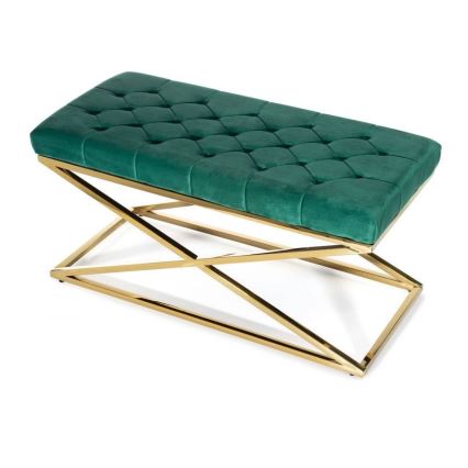 Banc capitonné SALIBA 50x97 cm doré/vert