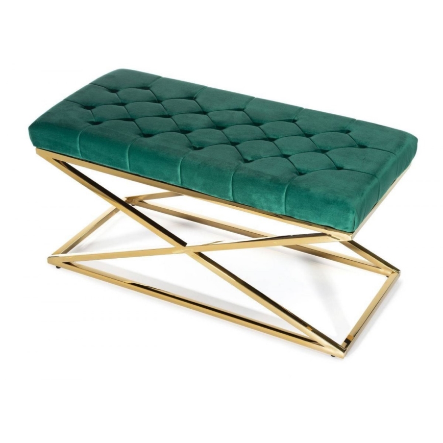 Banc capitonné SALIBA 50x97 cm doré/vert