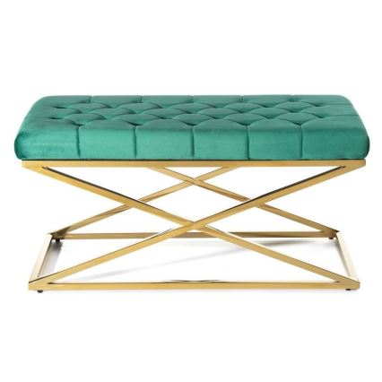 Banc capitonné SALIBA 50x97 cm doré/vert