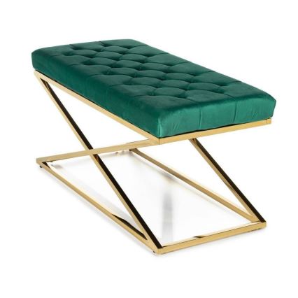 Banc capitonné SALIBA 50x97 cm doré/vert