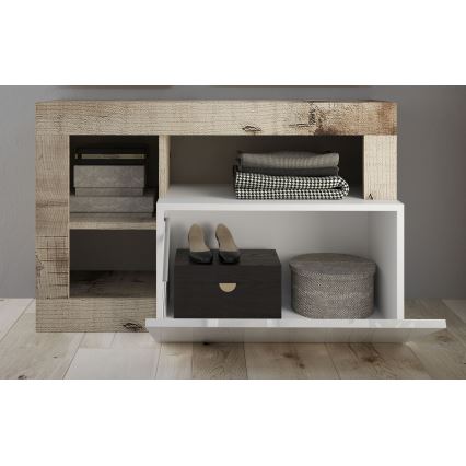 Banc LENOR blanc/marron