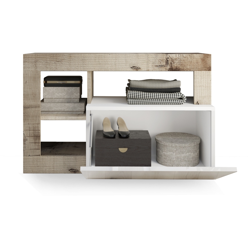 Banc LENOR blanc/marron