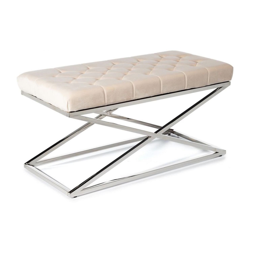 Banc matelassé SALIBA 50x97 cm chrome brillant/crème